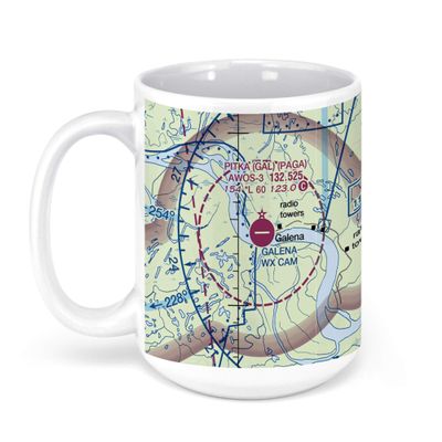Edward G Pitka Sr Airport-Gal, Galena Airport, Galena, AK, USA FAA Sectional Aeronautical Charts Chart Mug, 15oz