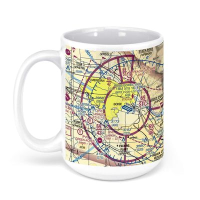 Boise AIR Terminal/Gowen FLD Airport (BOI), West Airport Way, Boise, ID, USA FAA Sectional Aeronautical Charts Chart Mug, 15oz