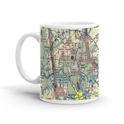 Rogue Valley International-Medford Airport, Terminal Loop Parkway, Medford, OR, USA FAA Sectional Aeronautical Charts Chart Mug, 11oz
