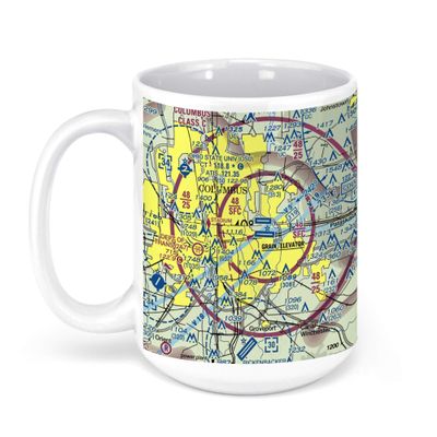 John Glenn Columbus International Airport (CMH), International Gateway, Columbus, OH, USA FAA Sectional Aeronautical Charts Chart Mug, 15oz