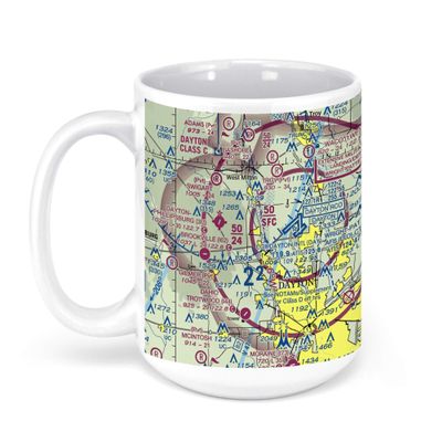 James M Cox Dayton International Airport (Day), Terminal Drive, Dayton, OH, USA FAA Sectional Aeronautical Charts Chart Mug, 15oz