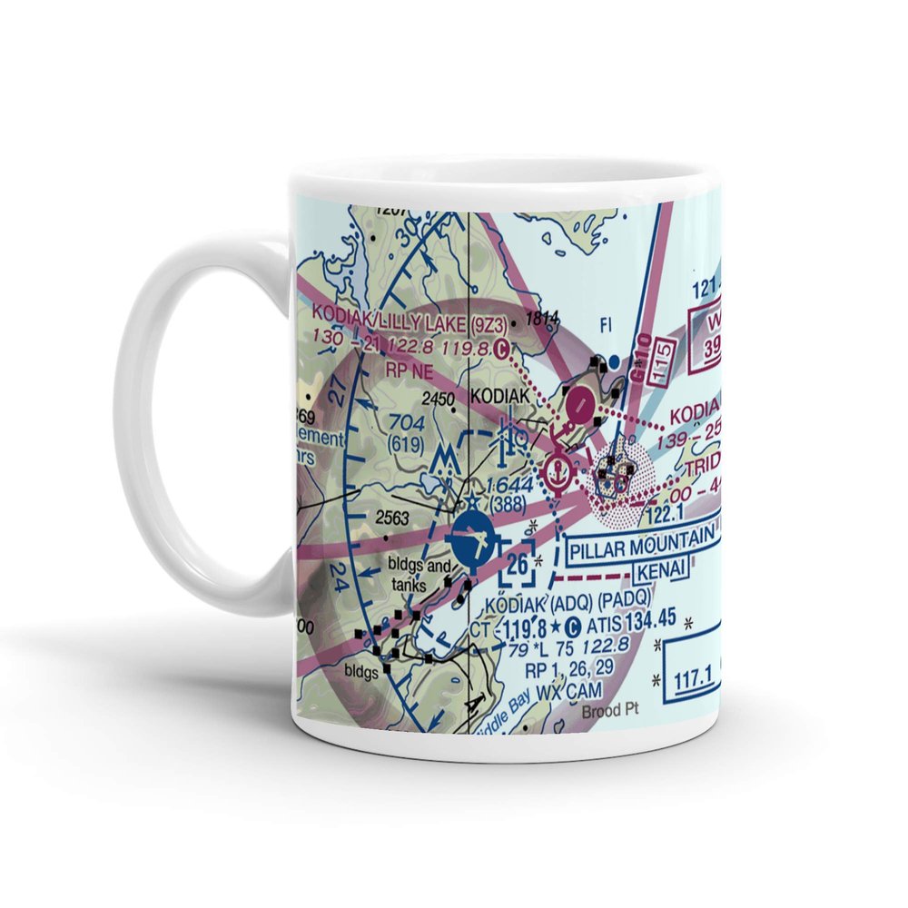 Kodiak Airport (ADQ), Airport Way, Kodiak, AK, USA FAA Sectional Aeronautical Charts Chart Mug, 11oz