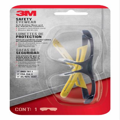 3M Black & Yellow Frame Clear Lens Safety Glasses
