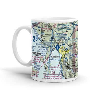 Bellingham International Airport, Mitchell Way, Bellingham, WA, USA FAA Sectional Aeronautical Charts Chart Mug, 11oz