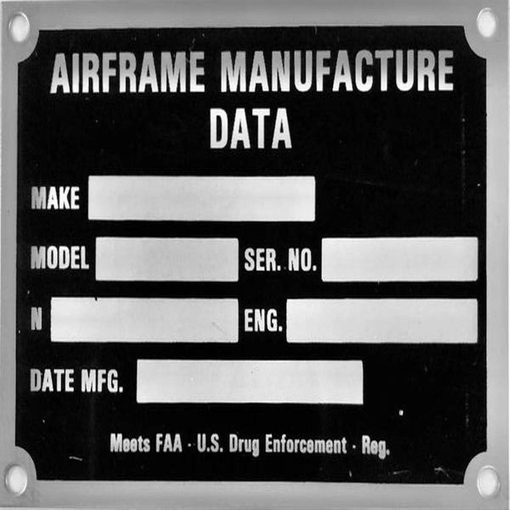ItsYourAirplane.com Airframe Manufacture Data Plate