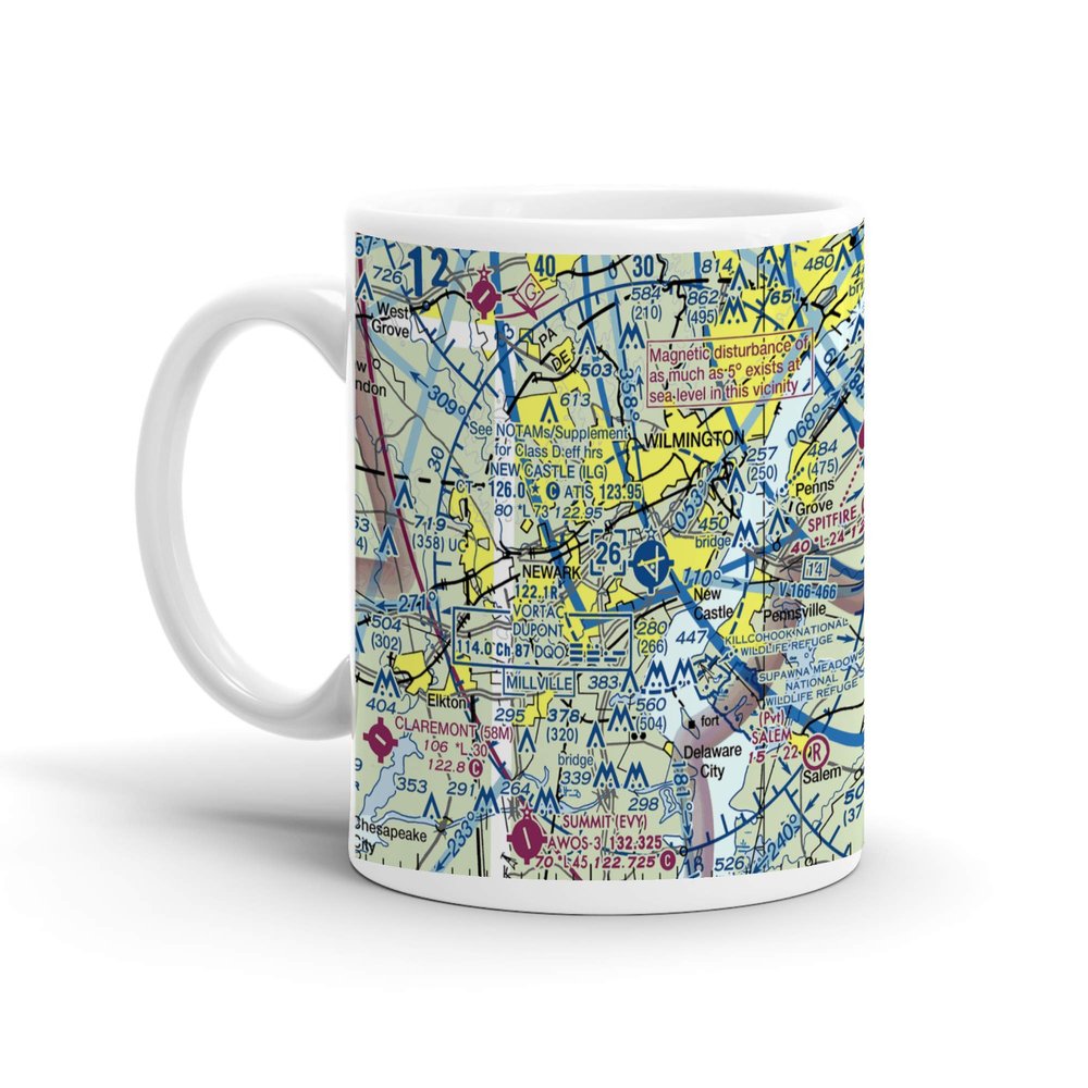 Wilmington Airport, North Dupont Highway, New Castle, DE, USA FAA Sectional Aeronautical Charts Chart Mug, 11oz