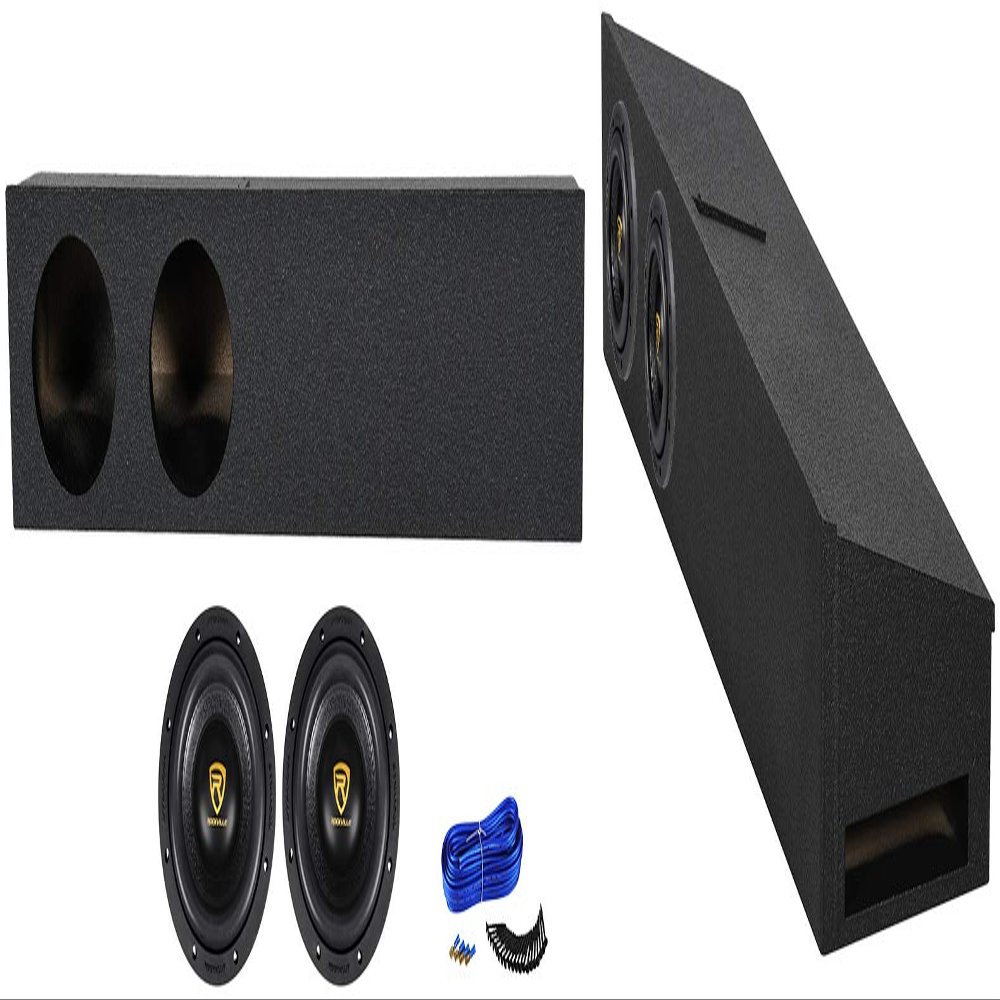 Rockville W8K9D2 Bundle: (2) 8" 2000W PEAK/500W RMS Dual 2-Ohm Car Subwoofers, Dual 8" Underseat Subwoofer Enclosure for Ford F150 Super Crew 2009-2020, Sub Box Installation Kit, 4-Items