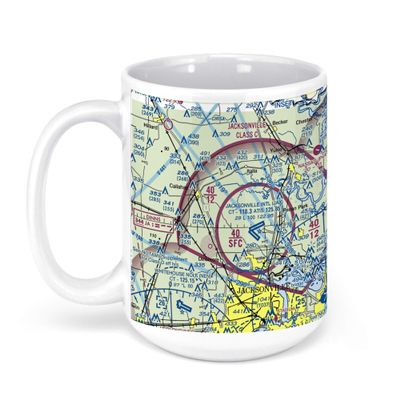 Jacksonville International Airport (Jax) (Jax), Yankee Clipper Drive, Jacksonville, FL, USA FAA Sectional Aeronautical Charts Chart Mug, 15oz