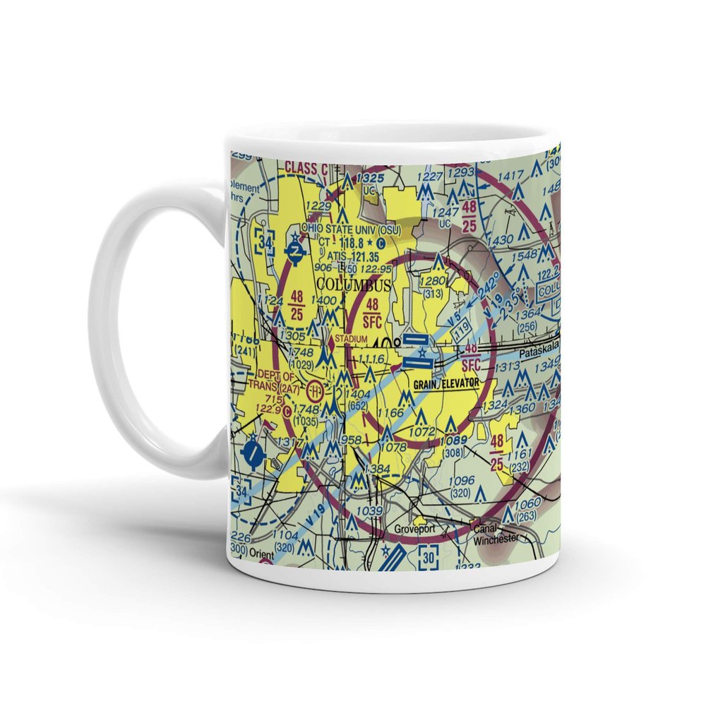 John Glenn Columbus International Airport (CMH), International Gateway, Columbus, OH, USA FAA Sectional Aeronautical Charts Chart Mug, 11oz