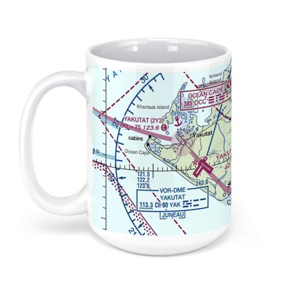 Yakutat Seaplane Base, Yakutat, AK, USA FAA Sectional Aeronautical Charts Chart Mug, 15oz