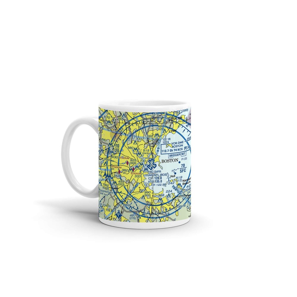 Logan International Airport (BOS), Harborside Drive, Boston, MA, USA FAA Sectional Aeronautical Charts Chart Mug, 11oz