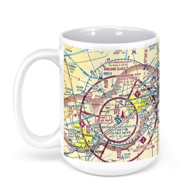 Signature Flight Support MAF - Midland International Airport, North Service Road, Midland, TX, USA FAA Sectional Aeronautical Charts Chart Mug, 15oz