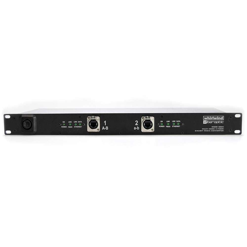 Whirlwind MCM1004 1 RU 2X Cat5e to OpticalCON Quad Multimode Media Converter