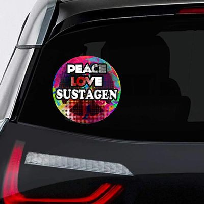 Makoroni - Peace Love SUSTAGEN Car Laptop Wall Sticker Decal - 5"x5", #l44