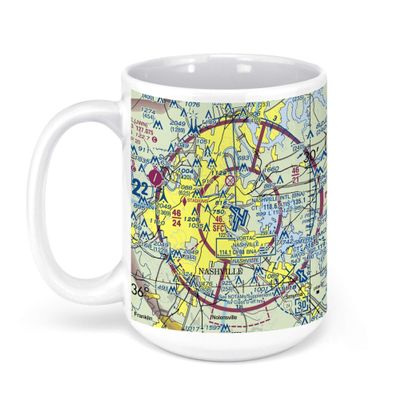 Nashville International Airport, Nashville, TN, USA FAA Sectional Aeronautical Charts Chart Mug, 15oz