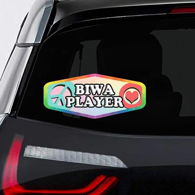 Makoroni - Peace Love Biwa Player Music Car Laptop Wall Sticker Decal - 8"x4", #e37