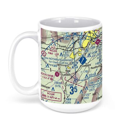 Lynchburg Regional Airport (Terminal Drive), Concord, VA, USA FAA Sectional Aeronautical Charts Chart Mug, 15oz