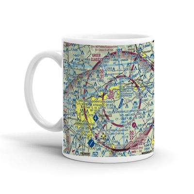 Greenville-Spartanburg International Airport (GSP), GSP Drive, Greer, SC, USA FAA Sectional Aeronautical Charts Chart Mug, 11oz