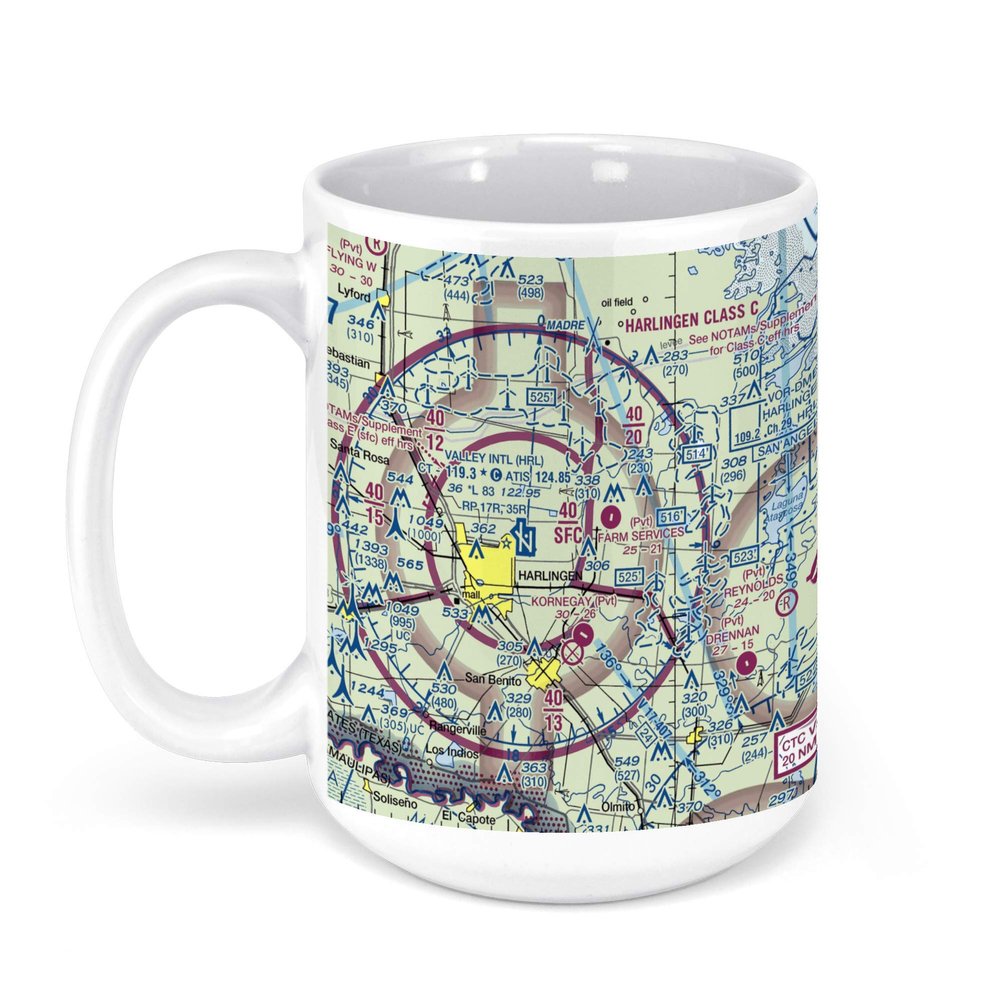 Valley International Airport, Heritage Way, Harlingen, TX, USA FAA Sectional Aeronautical Charts Chart Mug, 15oz