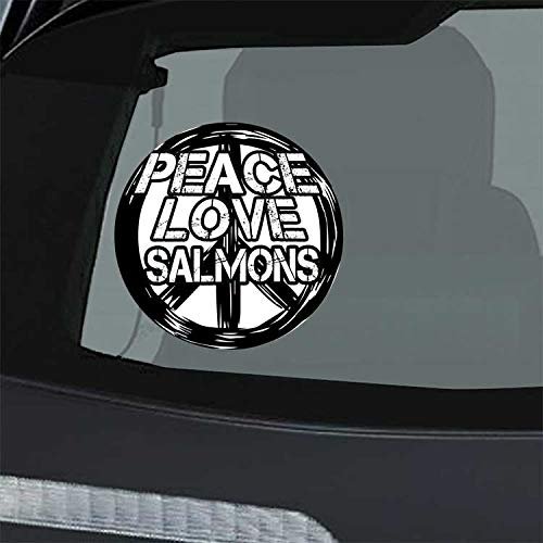 Makoroni - Peace Love Salmons Car Laptop Wall Sticker Decal - 5"x5", #w23