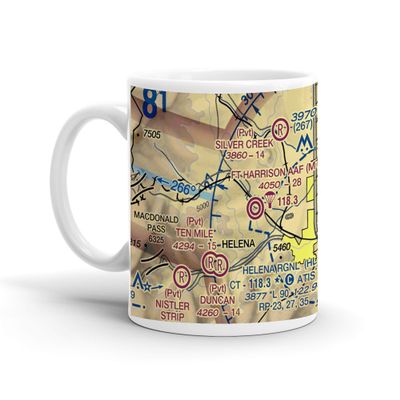 Helena Regional Airport (HLN), Mercer Loop, Helena, MT, USA FAA Sectional Aeronautical Charts Chart Mug, 11oz