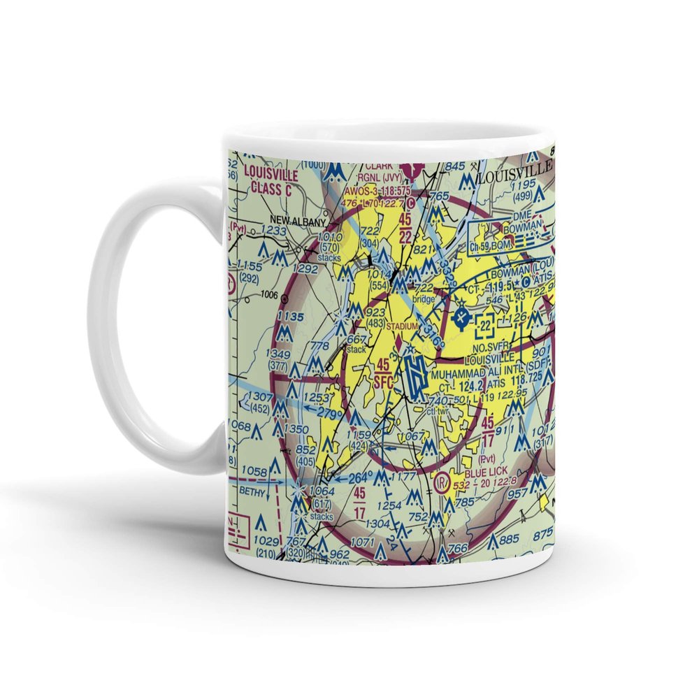 Louisville International-STANDIFORD Field Airport (SDF), Terminal Drive, Louisville, KY, USA FAA Sectional Aeronautical Charts Chart Mug, 11oz