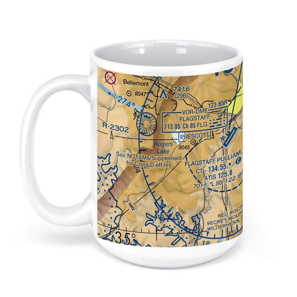 Flagstaff Pulliam Airport, South Pulliam Drive, Flagstaff, AZ, USA FAA Sectional Aeronautical Charts Chart Mug, 15oz