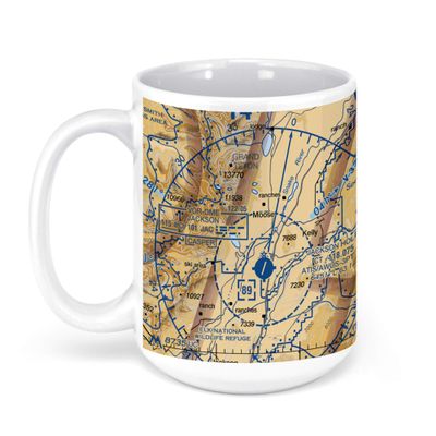 Jackson Hole Airport (JAC), WY, USA FAA Sectional Aeronautical Charts Chart Mug, 15oz