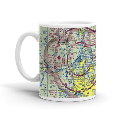 James M Cox Dayton International Airport (Day), Terminal Drive, Dayton, OH, USA FAA Sectional Aeronautical Charts Chart Mug, 11oz