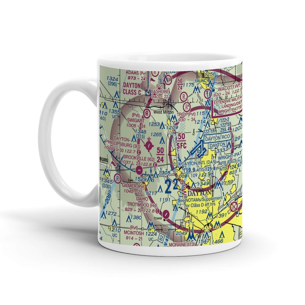 James M Cox Dayton International Airport (Day), Terminal Drive, Dayton, OH, USA FAA Sectional Aeronautical Charts Chart Mug, 11oz