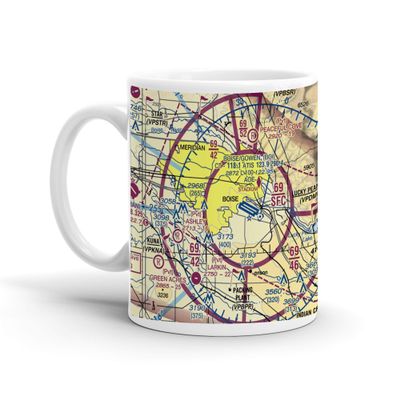 Boise AIR Terminal/Gowen FLD Airport (BOI), West Airport Way, Boise, ID, USA FAA Sectional Aeronautical Charts Chart Mug, 11oz