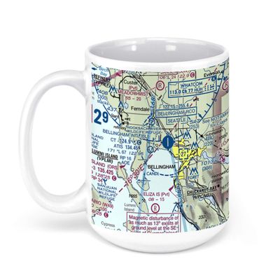 Bellingham International Airport, Mitchell Way, Bellingham, WA, USA FAA Sectional Aeronautical Charts Chart Mug, 15oz