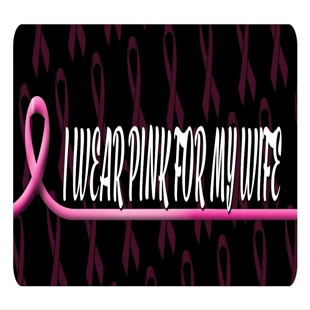 Makoroni - I WEAR Pink for My Wife Cancer Awareness Car Laptop Wall Sticker - 8"x3", #i22