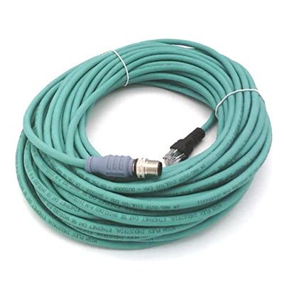 TURCK RSSD RJ45S 441-20M (U-02773), 20 Meter Length, 4 PIN, CORDSET, D-Coding Keyway, Double Ended, ETHERNET, M12 Male to RJ45 Male, Shielded, Teal TPE Jacket