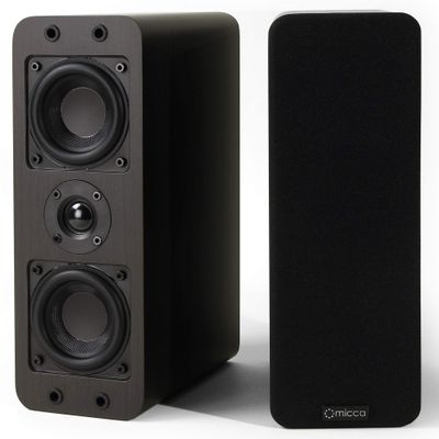 Micca OoO Bookshelf Speakers with 3-Inch Woofers and Silk Tweeter (Dark Walnut, Pair) (Renewed)