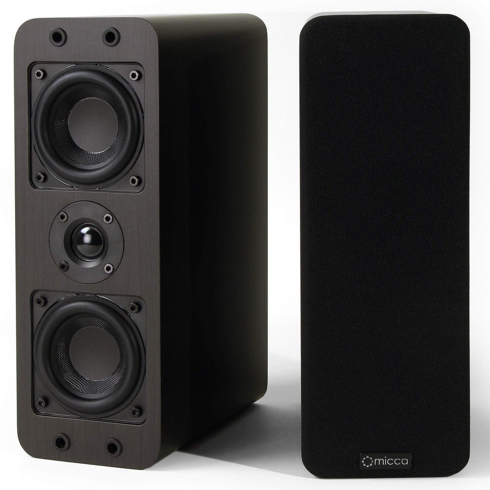 Micca OoO Bookshelf Speakers with 3-Inch Woofers and Silk Tweeter (Dark Walnut, Pair) (Renewed)
