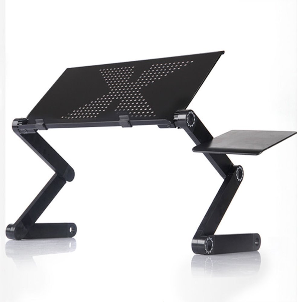 Adjustable Laptop Stand with Mouse Plate for Bed Portable Foldable Laptop Desk with Cooling Fan for MacBook