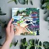 Continental Art Center Decorative Ceramic Art Tile BD-00058 8"x8" - European House surrounded with a Garden view 2