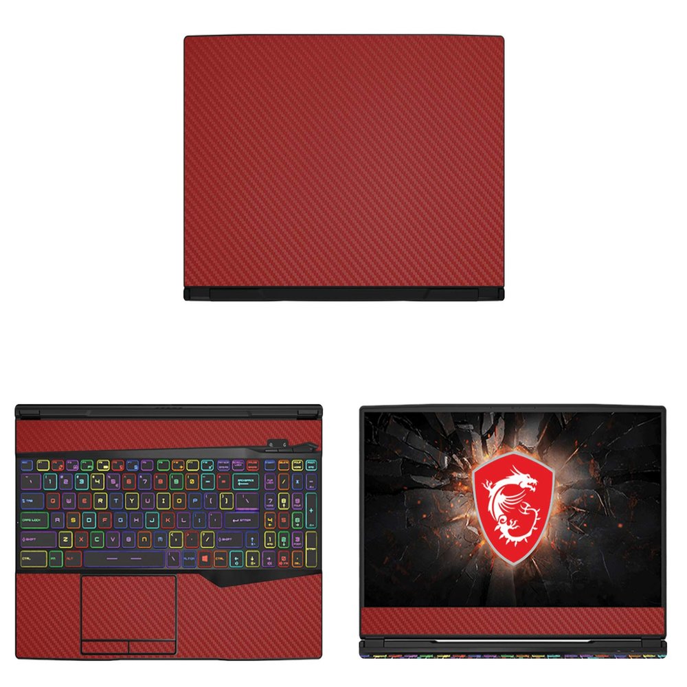Decalrus - Protective Decal for MSI GL Series GL65 (15.6" Screen) Laptop RED Carbon Fiber Skin case Cover wrap CFmsiGL65_15Red