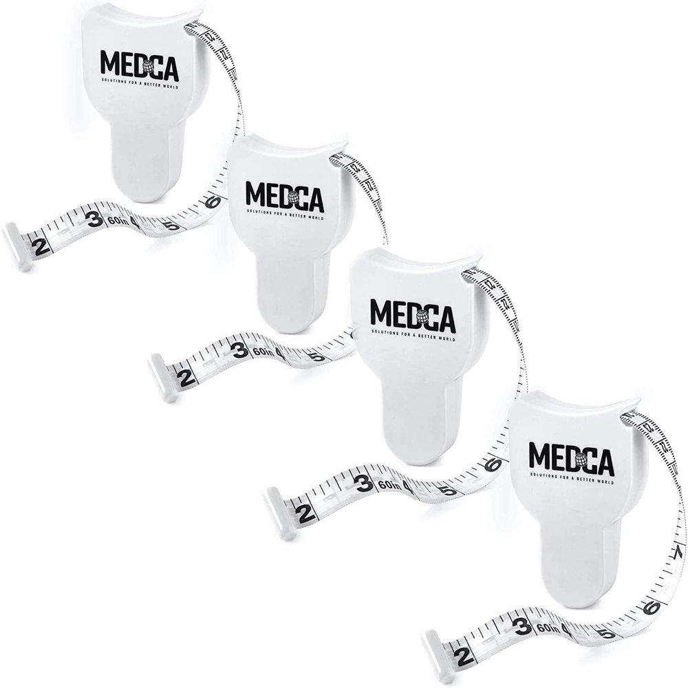 Body Tape Measure - (4 Pack) Measuring Tapes for Body and Fat Weight Monitors, (Inches & CM) Retractable Ruler for Accurate Fat Calculator Helps Calculate Athletic Fitness Measurements, White