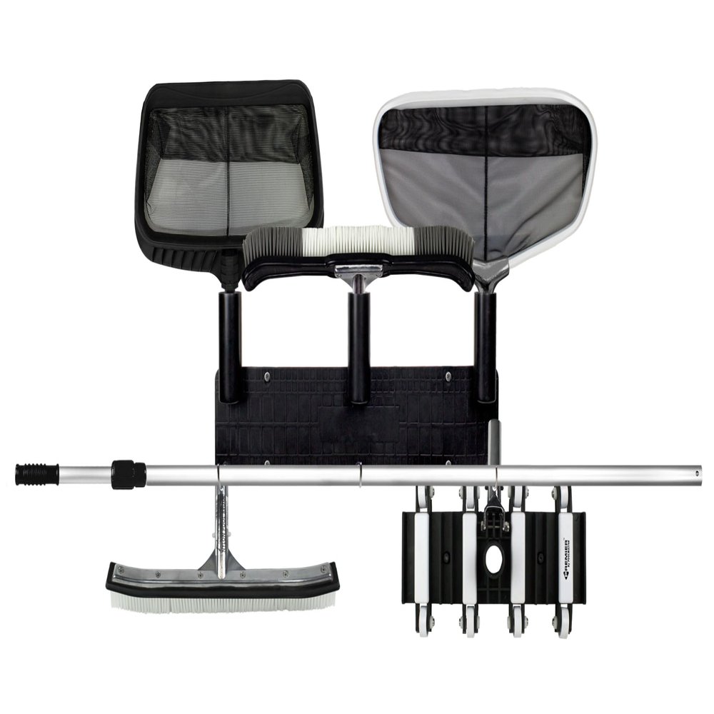 Poolmaster Outdoor Wall-Mounted Tool Organizer Rack, Heavy-Duty Garden Tool Holder and Swimming Pool Equipment Storage for Backyard, Fence, or Garage