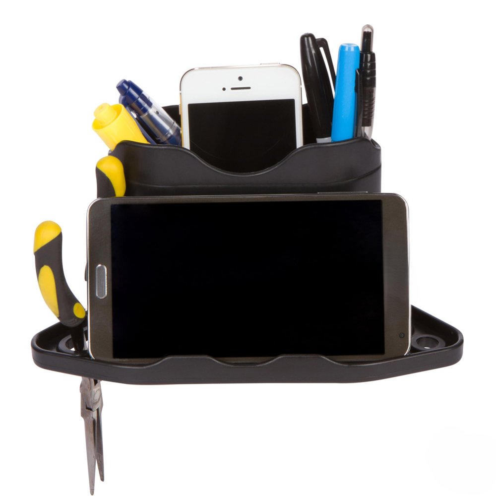 ROBOCUP Holster (Black) Universal Phone Holder with Strap Design | Organization Storage Caddy for Boat, Golf Cart and Umbrellas | Securely Holds Fishing Tackle, Marine Gear and Tools. Made in USA