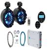 Rockville WB65KLED Bundle: (2) 6.5 in 600-Watt Marine LED Tower Speakers, Black, RXM-T1 1500W Peak Amplifier, RMWK4 4 AWG Waterproof Amp Install Wire Kit, RGHR2 Marine Gauge Hole Receiver, 4-Items view 1