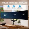 HUANUO Triple Monitor Mount for 17 to 32 inch Screens, Adjustment Gaming Triple Monitor Stand with Swivel, Tilt, Rotation, Clamp & Grommet Kit view 2
