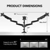 HUANUO Triple Monitor Mount for 17 to 32 inch Screens, Adjustment Gaming Triple Monitor Stand with Swivel, Tilt, Rotation, Clamp & Grommet Kit view 3