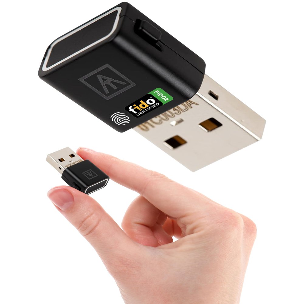 AUTHENTREND ATKey.Pro (Bio-Touch to login) FIDO2 CTAP2.1 Certified USB-A Fingerprint MFA Security Key and Passkey for Passwordless Login, Supports WebAuthn, U2F, Windows, Mac, Linux, Chromebook