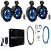 Rockville WB65KLED Bundle: (4) 6.5 in 600W Black Wakeboard LED Tower Speakers, Krypton MF3 1600W Peak/400W RMS 4 Channel Marine Amplifier, RMWK4 4 AWG Marine Install Kit, 5-Items view 1
