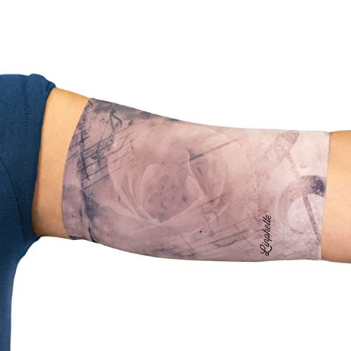 Linphelle Coverpicc - Upper Arm Cover for Picc Line, Soft Microfiber Arm Sleeve, Ideal for Picc Line, Glucose Sensor, Tattoo or Wounds, Rose with Notes, Size Medium