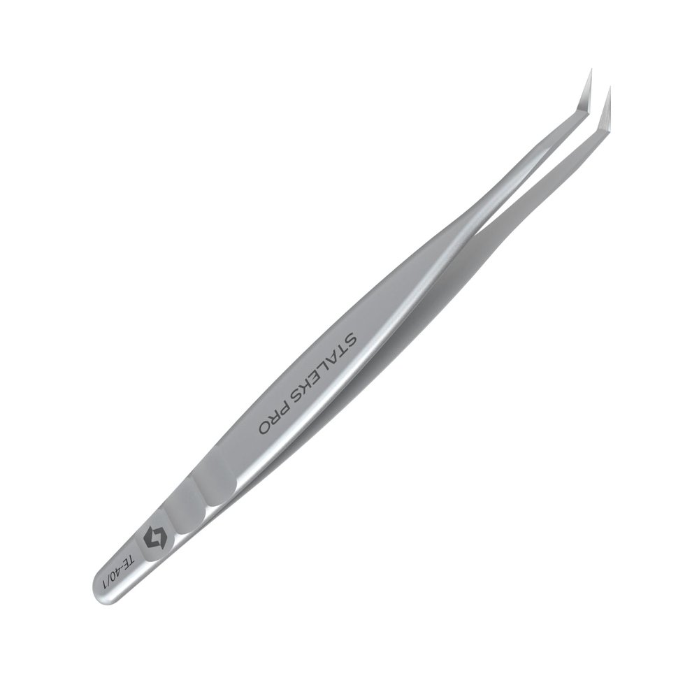 STALEKS PRO Expert 40 Lash Extension Tweezers, L-Shape 50, 2D-4D