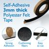 FindTape Polyester 3mm Felt Tape 3/4 in. x 10 ft. Felt Strips with Adhesive Backing and Furniture Strips, Great for Arts and Crafts, Classrooms, and Protecting Furniture (Black) view 2